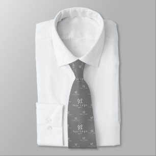 Grey 2 sided Logo Business Brand Employee Staff Tie