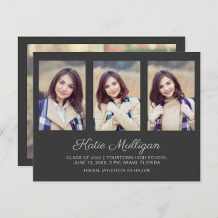 Grey 4 Photo Graduation Save Date Announcement