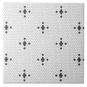Grey 4-pointed star Faux Penny Tile Hexagon Tile