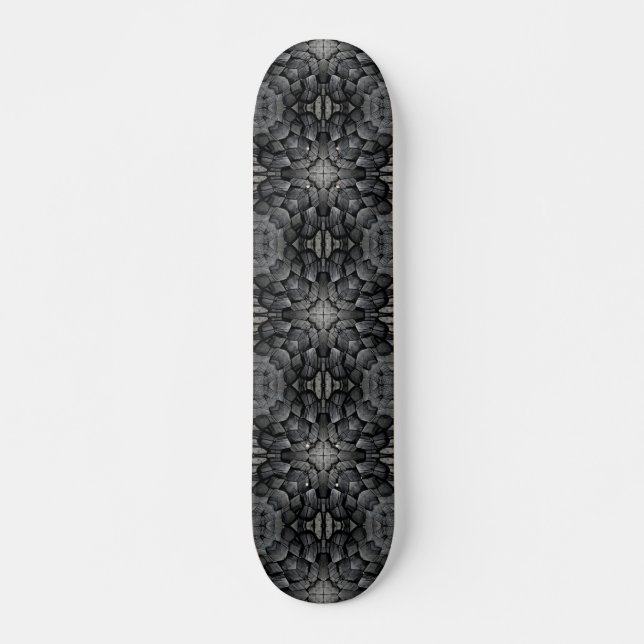 Grey 4 pointed star geometric stone mosaic skateboard (Front)