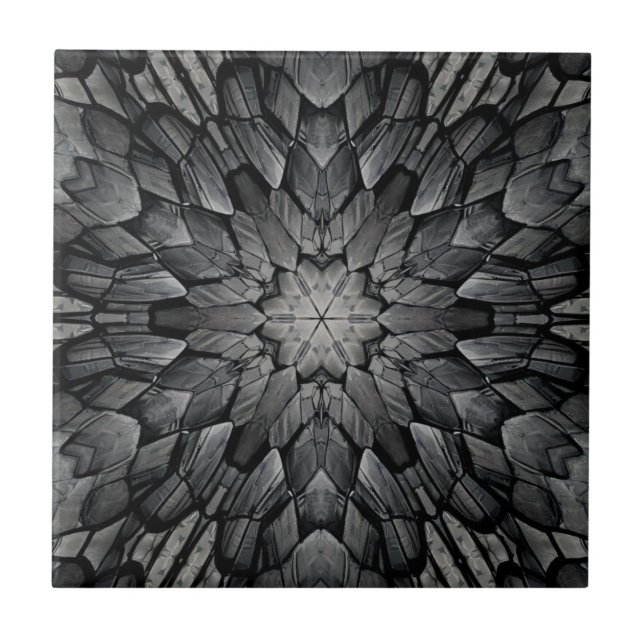 Grey 6 pointed star geometric stone mosaic  tile (Front)