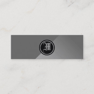Grey Abstract and Monogram Mini Business Card