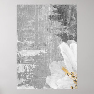 Grey Abstract Botanical Painting Wall Art Poster