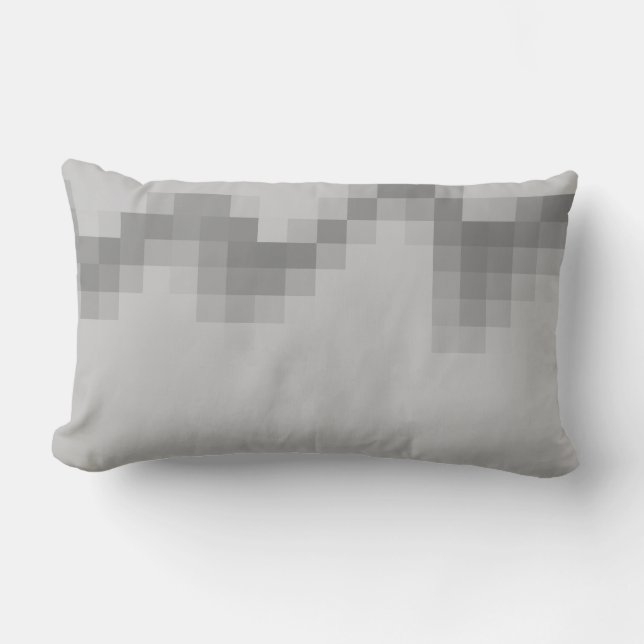 Grey Abstract Design, Wave of Squares. Lumbar Pillow (Front)