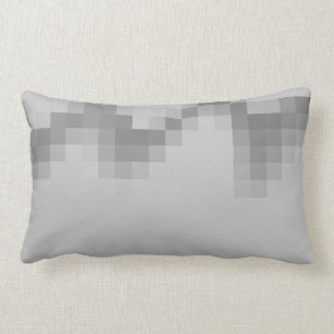 Grey Abstract Design, Wave of Squares. Lumbar Pillow