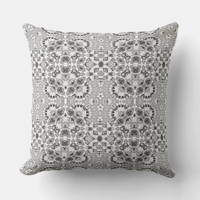 Grey abstract ethnic ornament decor  throw pillow (Front)