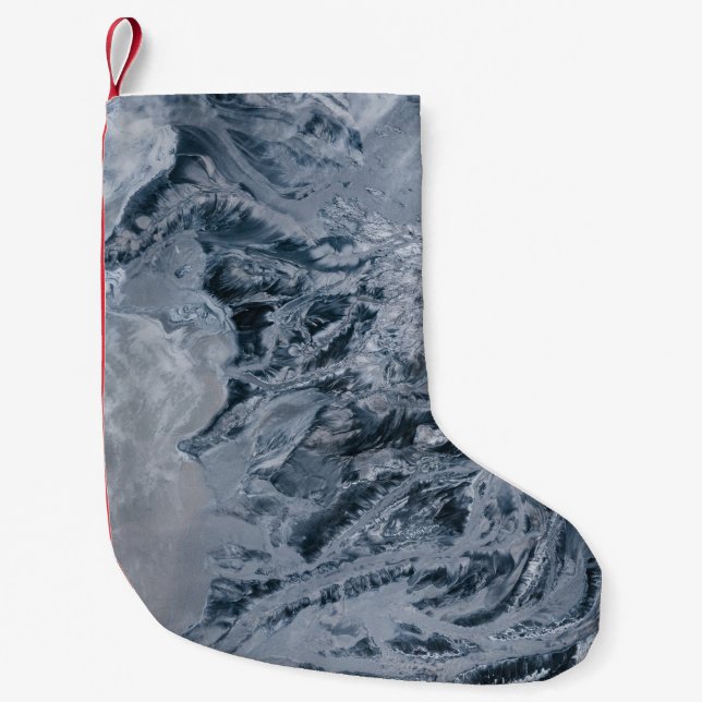 Grey abstract painting small christmas stocking (Front)
