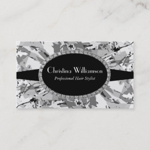 Grey Abstract Rhinestones Business Card