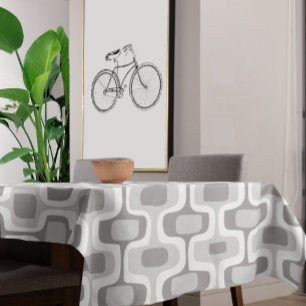Grey Abstract Squares Pattern Tablecloth