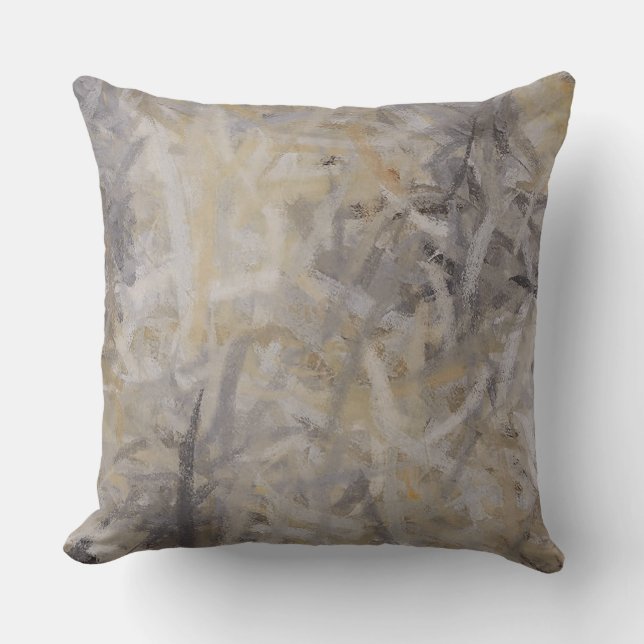 Grey Abstract Throw Pillow (Front)