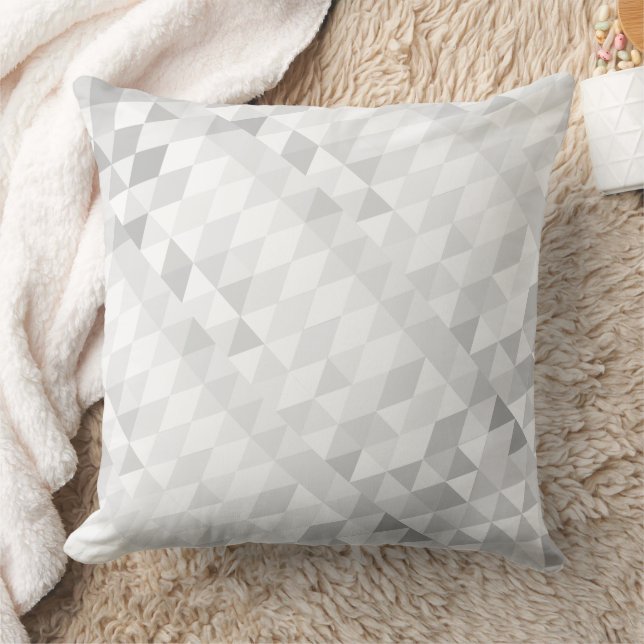 Grey Abstract Triangle Pattern Throw Pillow (Blanket)