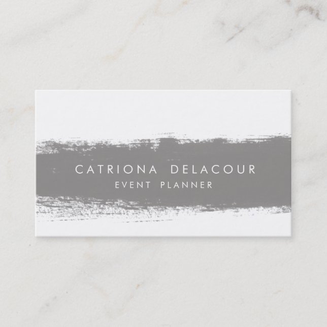 Grey Abstract Watercolor Splash Business Card (Front)