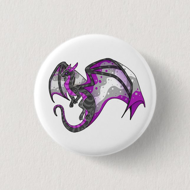 Grey Ace Pride Dragon 1 Inch Round Button (Front)