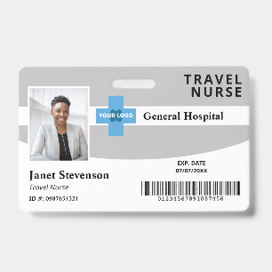 Grey Add Your Logo Hospital Employee Photo ID Badge
