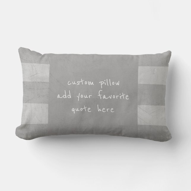 grey add your own quote distressed lumbar pillow (Front)