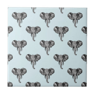 Grey African Elephant Pattern Tile