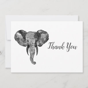 Grey African Elephant Thank You Card