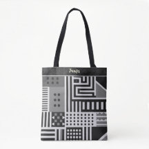 Grey African Mudcloth Personalized Tote Bag