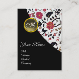 GREY AGATE DAMASK MONOGRAM 2 ,fuchsia,red Business Card