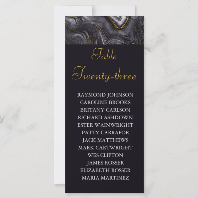 Grey Agate Wedding seating plan Table Place Cards (Front)