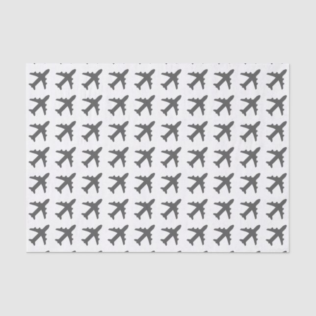 Grey Airplanes Tissue Paper (Front)