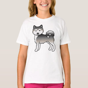 Grey Alaskan Malamute Cute Cartoon Dog T-Shirt