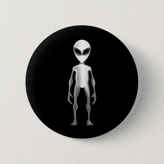 Grey Alien 2 Inch Round Button (Front)