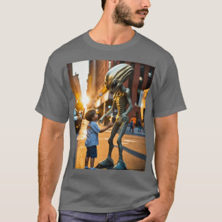 Grey Alien and the Boy at Golden Hour T-Shirt