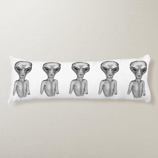 Grey Alien Body Pillow (Front)