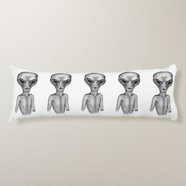 Grey Alien Body Pillow (Front)