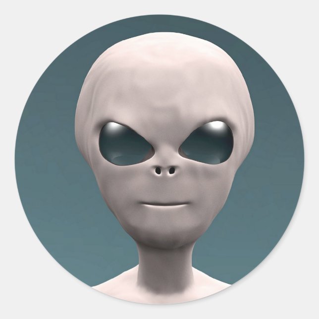 Grey Alien Classic Round Sticker (Front)