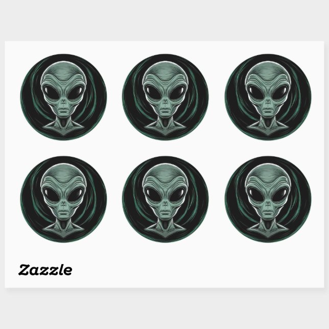 Grey Alien Head Sticker Set (Sheet)