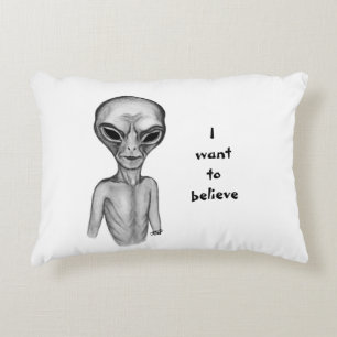 Grey Alien , I want to believe Accent Pillow