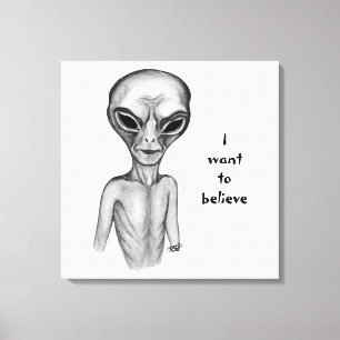 Grey Alien , I want to believe Canvas Print