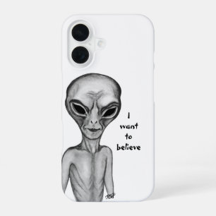 Grey Alien , I want to believe iPhone 16 Case