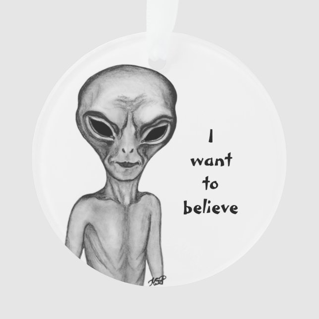Grey Alien , I want to believe Ornament (Front)
