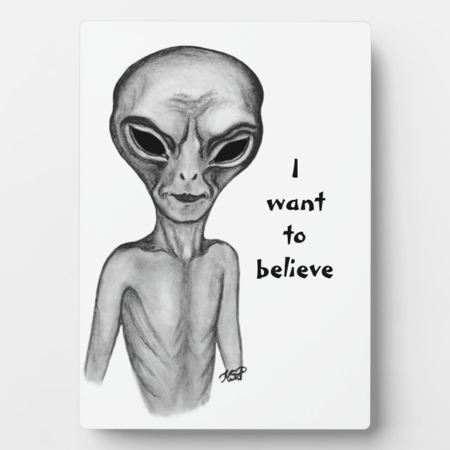 Grey Alien , I want to believe Plaque (Front)