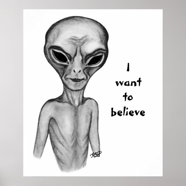 Grey Alien , I want to believe Poster (Front)