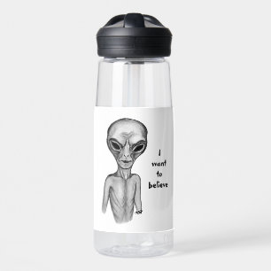 Grey Alien , I want to believe Water Bottle