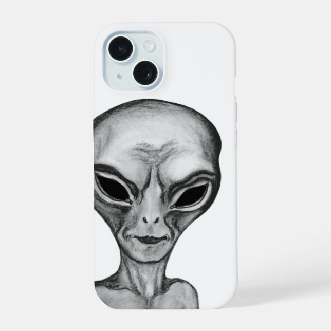 Grey Alien iPhone 15 Case (Back)