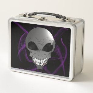 Grey alien metal lunch box