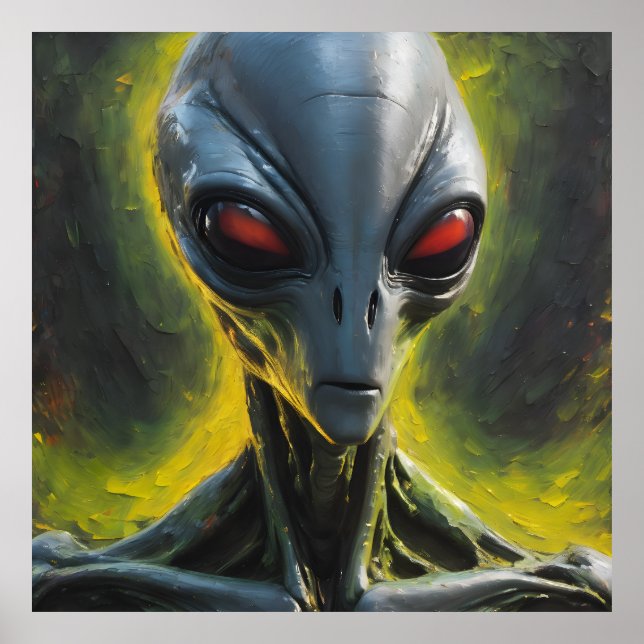 Grey Alien Paint Poster (Front)