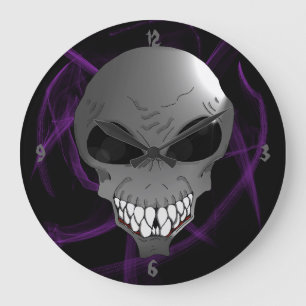 Grey alien round wall clock