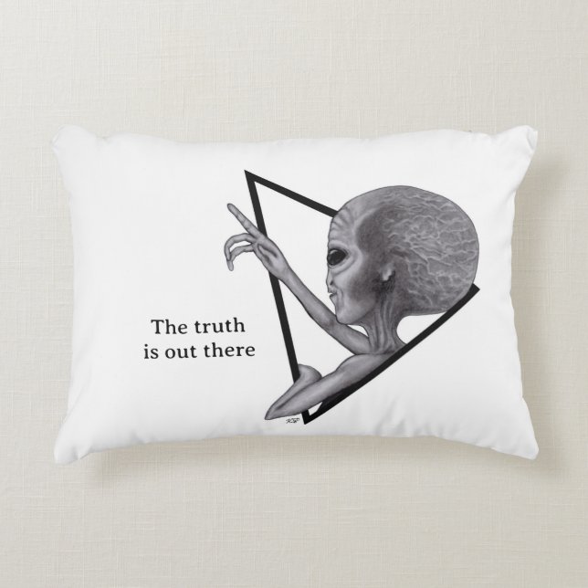 Grey Alien, the truth is out there Accent Pillow (Front)