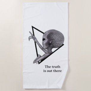 Grey Alien, the truth is out there Beach Towel