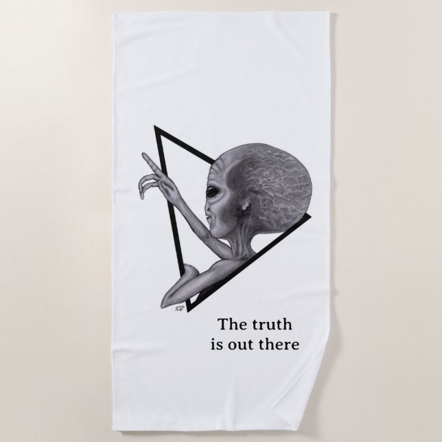Grey Alien, the truth is out there Beach Towel (Front)