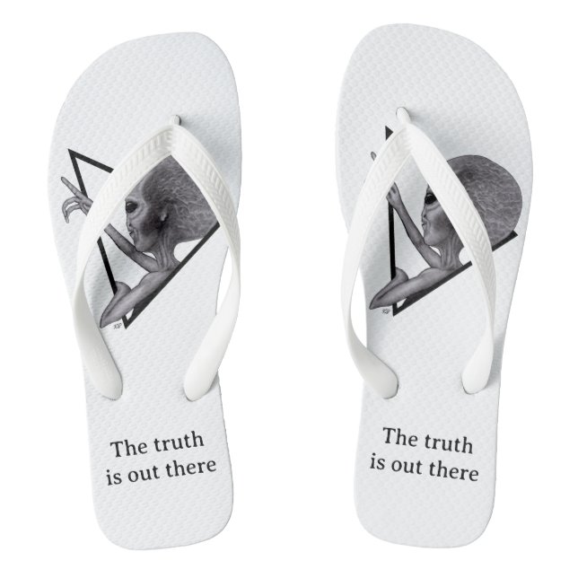 Grey Alien, the truth is out there Flip Flops (Footbed)