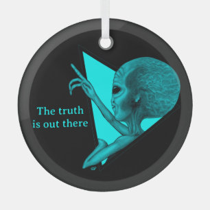 Grey Alien, the truth is out there Glass Ornament