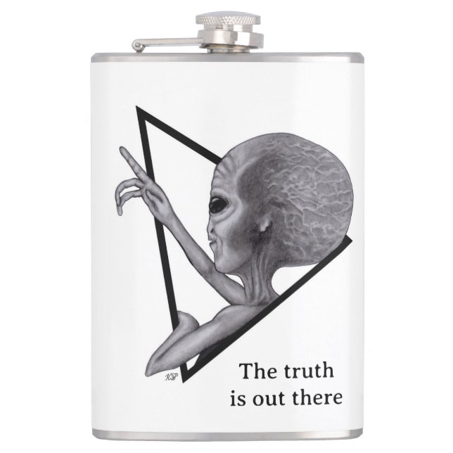 Grey Alien, the truth is out there Hip Flask (Front)