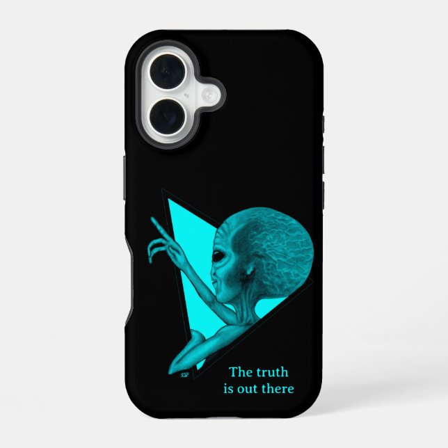 Grey Alien, the truth is out there iPhone 16 Case (Back)
